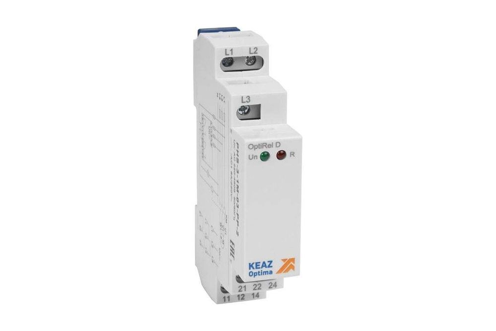 Реле контроля фаз OptiRel D PHS-3-1M-03-PP-2 чередования обрыва фаз 3Ф 2СО КЭАЗ