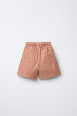 ZARA ЭЛАСТИЧНЫЕ ШОРТЫ С НАШИВКОЙ, МЕДНЫЙ