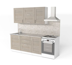 Кухонный гарнитур Лира макси 1800 мм (Квадро шимо светлый/Белый, Малага)