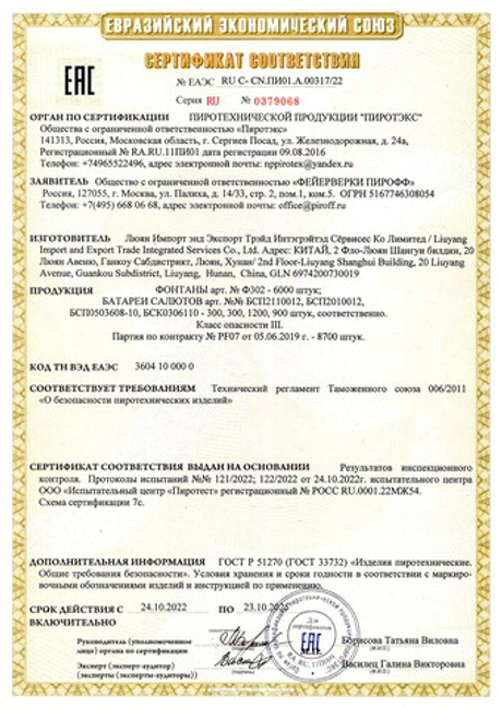 Батарея салютов PIROFF "МАРШ МЕНДЕЛЬСОНА"