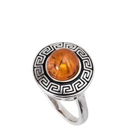 AM-3940/2 Комплект серьги с кольцом (латунь, янтарь)