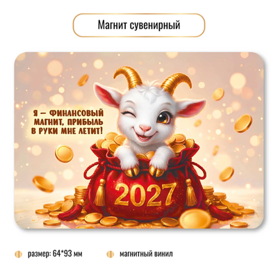 Магнит сувенирный 2027 символ года Финансовый магнит