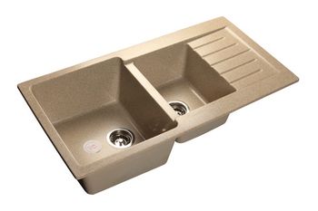 GRANFEST Мойка мрамор PRACTIC GF-P--980KL  2 чаши с  крылом 980*510 мм  песочный