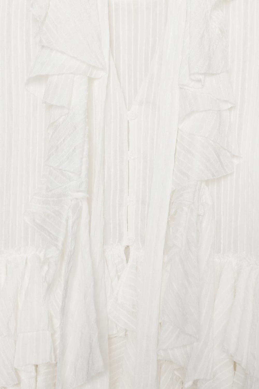 ZARA РУБАШКА С ВОЛАНАМИ ZW COLLECTION, БЕЛЫЙ