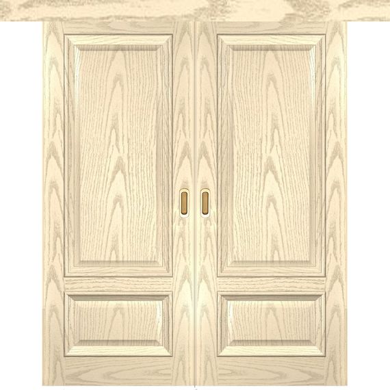 Фото двустворчатой двери купе Фараон 1 дуб слоновая кость без стекла
