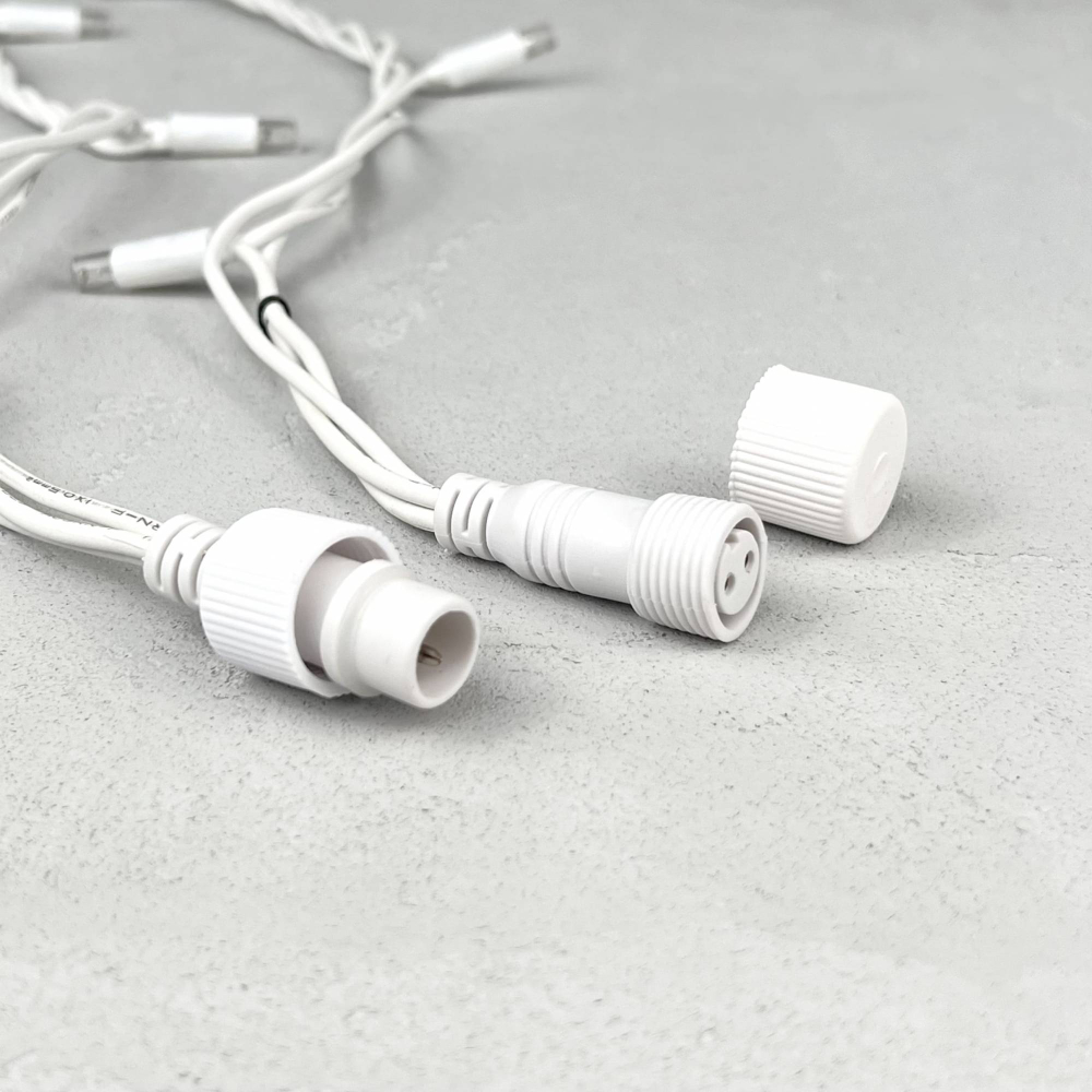 Светодиодная бахрома с колпачком 3,2*0,9 м., 168 белых LED ламп, каучуковый белый провод, LTC (LL168-8-2W)