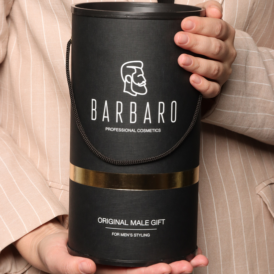 Набор для роста бороды BARBARO (Подарочный брендированный тубус BARBARO, Мыло для лица и бороды Barbaro “Eastern sandal”, Щетка для бороды BARBARO, Масло для роста бороды BARBARO Chili pepper,Крем-бальзам для бороды и кожи лица BARBARO )