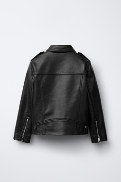 ZARA КУРТКА ИЗ ИСКУССТВЕННОЙ КОЖИ, ЧЕРНЫЙ
