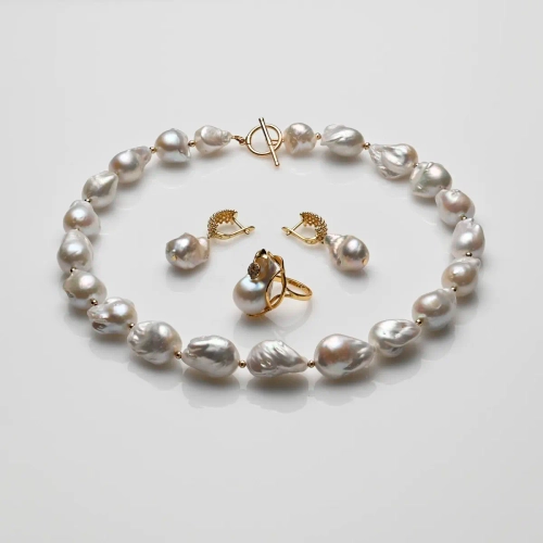 Ожерелье, серьги и кольцо с жемчугом Барокко