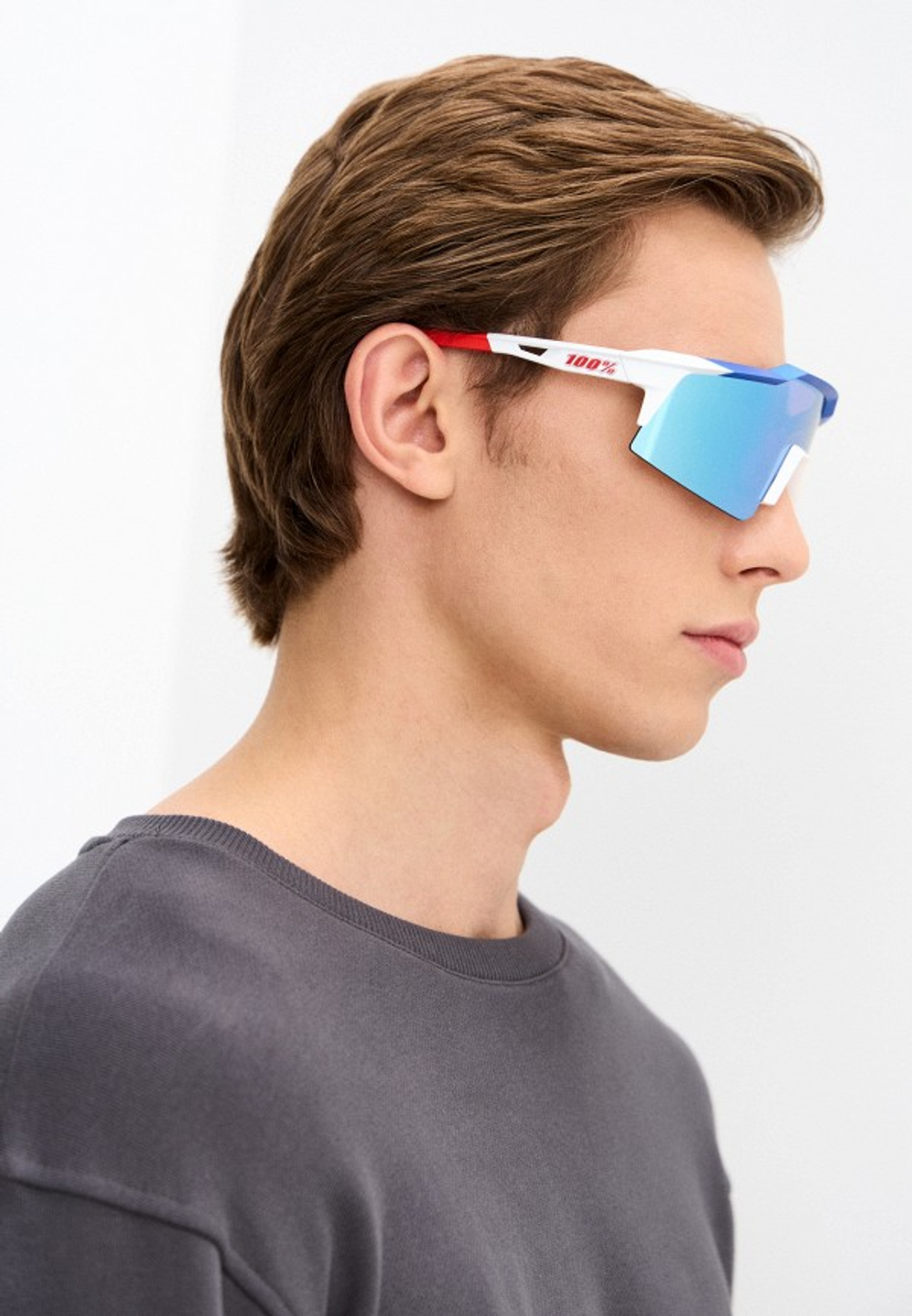 Спортивные очки с диоптриями 100% Speedcraft SL / Total Energies Team Matte White/ / Metallic HiPER Blue ML Mirror Lens