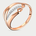 Кольцо женское из розового золота 585 пробы с фианитами (арт. 023991-1102)