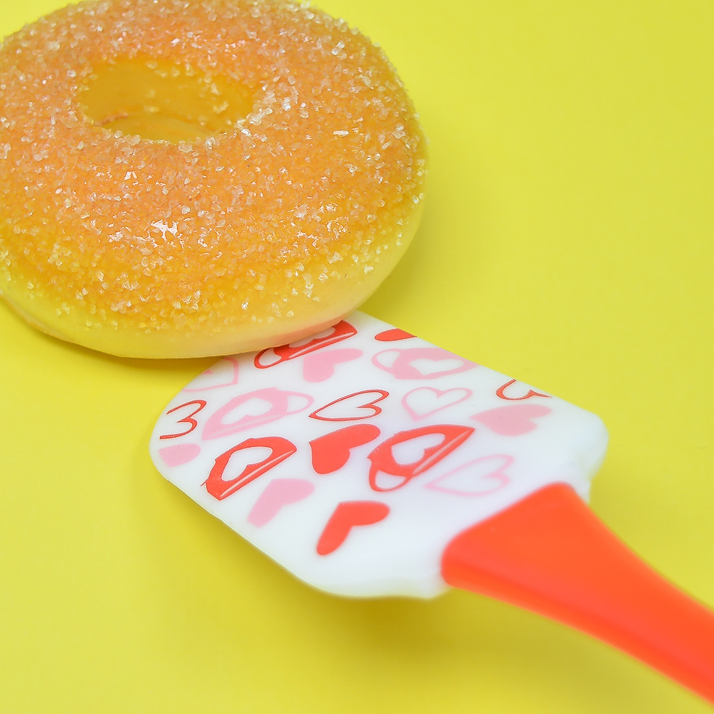 Набор кисточка и лопатка силиконовые "Сердечки" 22,2*4см