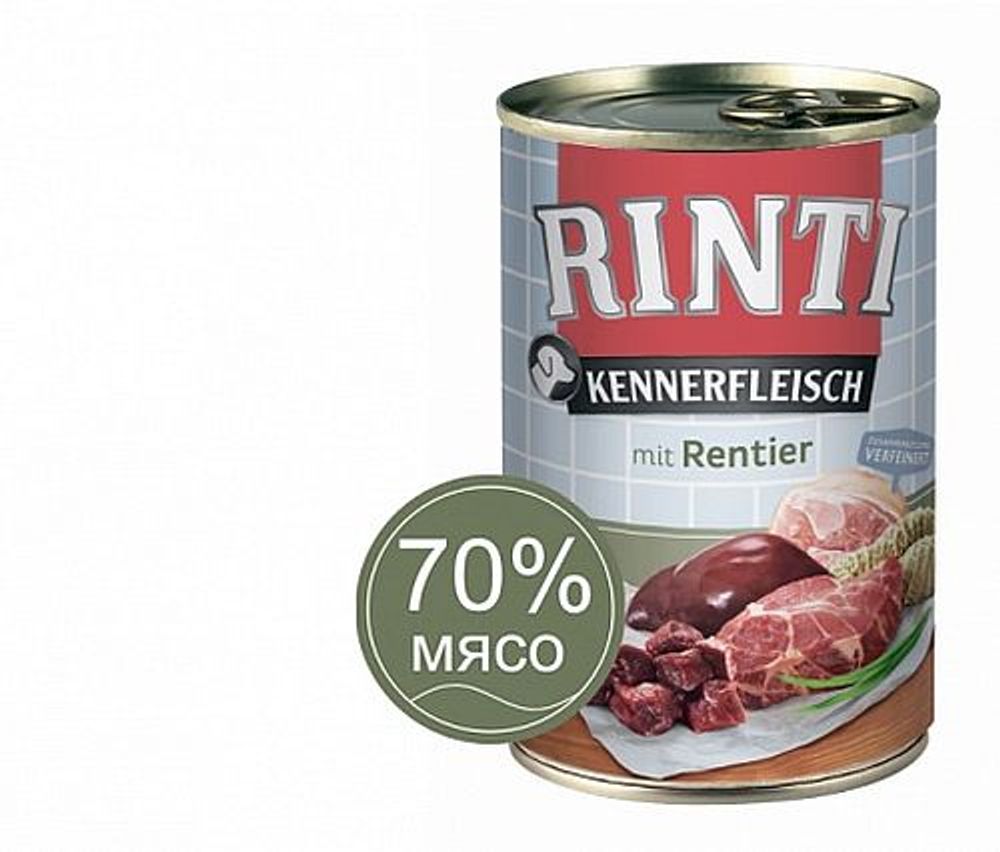RINTI KENNERFLEISCH mit Rentier Северный олень Влажный корм для собак - 0,4 кг RINTI KENNERFLEISCH mit Rentier Северный олень Влажный корм для собак - 0,4 кг