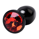 Черная анальная пробка 7,2см с кристаллом красного цвета ToyFa Metal 717007-59