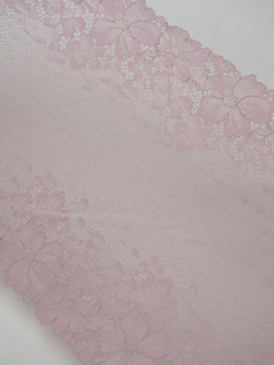 Эластичное кружево пудрово-лиловое ширина 22.5 см ОТРЕЗЫ