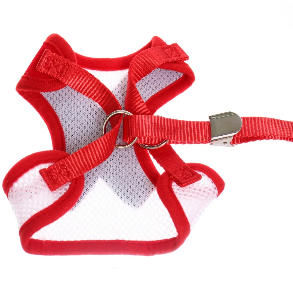 Шлейка с поводком для мелких пород собак и кошек «LAPUSIK», цвет красный, размер M