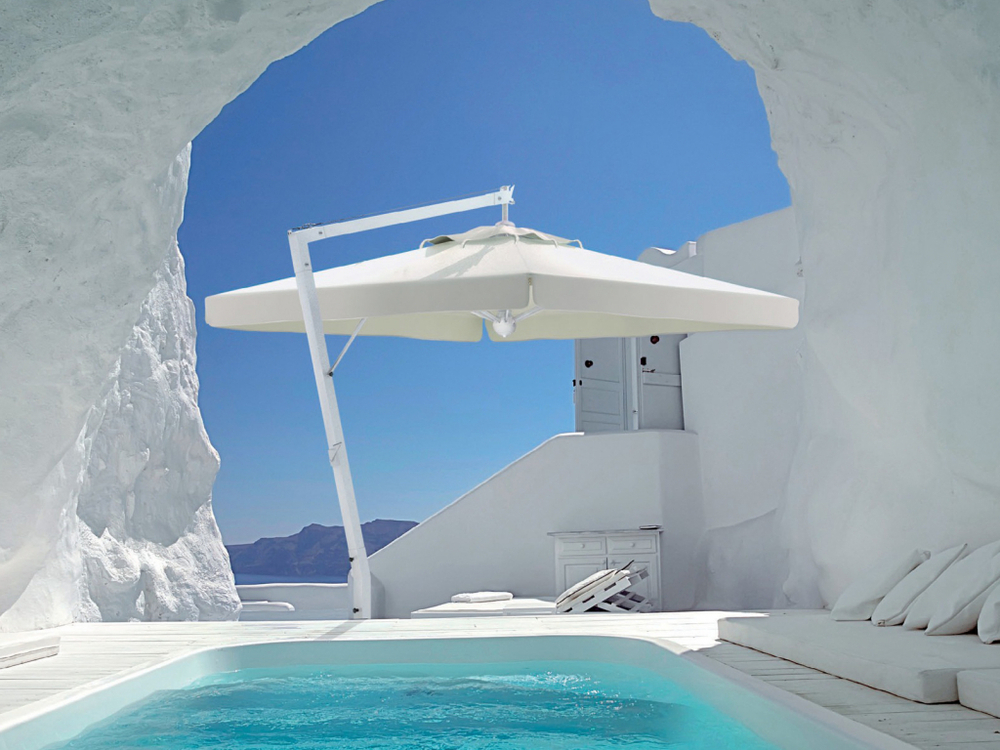 Зонт профессиональный 3х4 м Scolaro Rimini Braccio, белый, слоновая кость