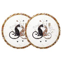 НАБОР ПОДСТАНОВОЧНЫХ САЛФЕТОК "ПАРИЖСКИЕ КОТЫ" ИЗ 2 ШТ., ДИАМЕТР=38 СМ