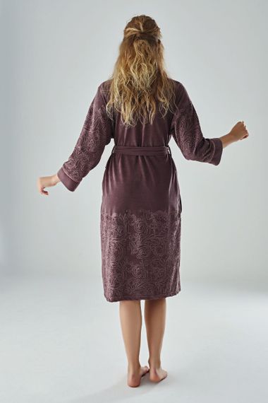 Халат женский велюровый 8715 сухая роза NUSA Турция