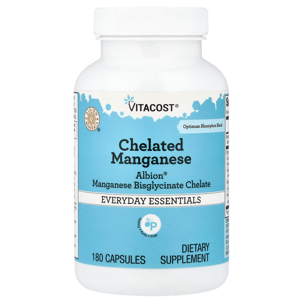 Vitacost, хелатный марганец, 180 капсул