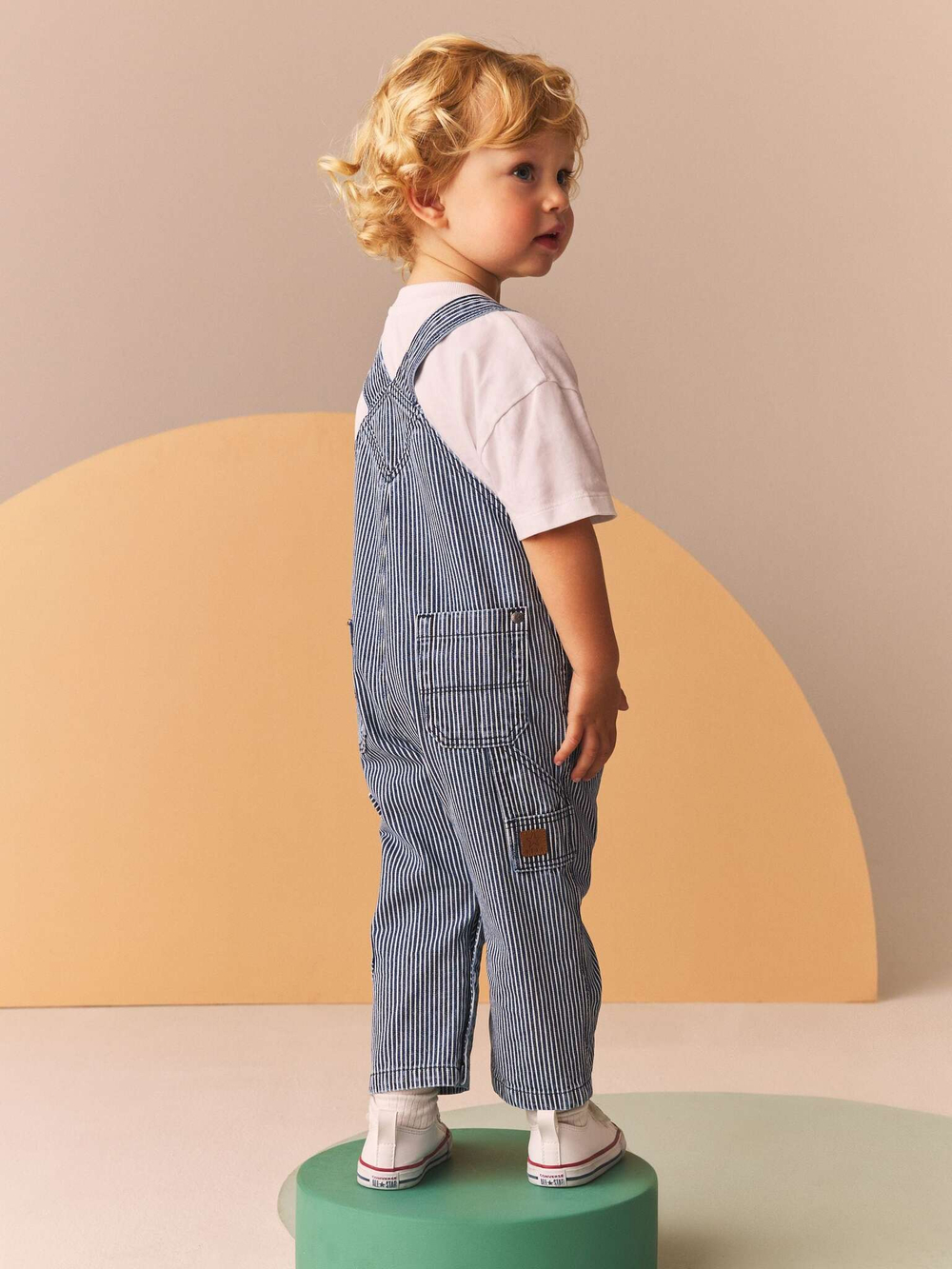 Комбинезон джинсовый для мальчика Next B25-311, Темно-синий, Белый