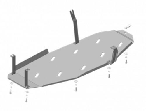 Защита топливного бака (3 мм, сталь) для Mitsubishi Pajero IV 2006-2012, 2012-2020 Motodor.11337