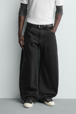 ZARA ДЖИНСЫ BALLOON FIT НА МОЛНИИ, ЧЕРНЫЙ
