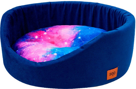 ZOOexpress лежанка круглая "Космос" мебельная ткань №2 D53*18 см синяя