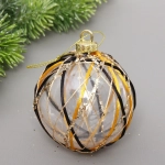 Новогодний шар «Изысканные узоры» 8 см, Чёрный/Золото