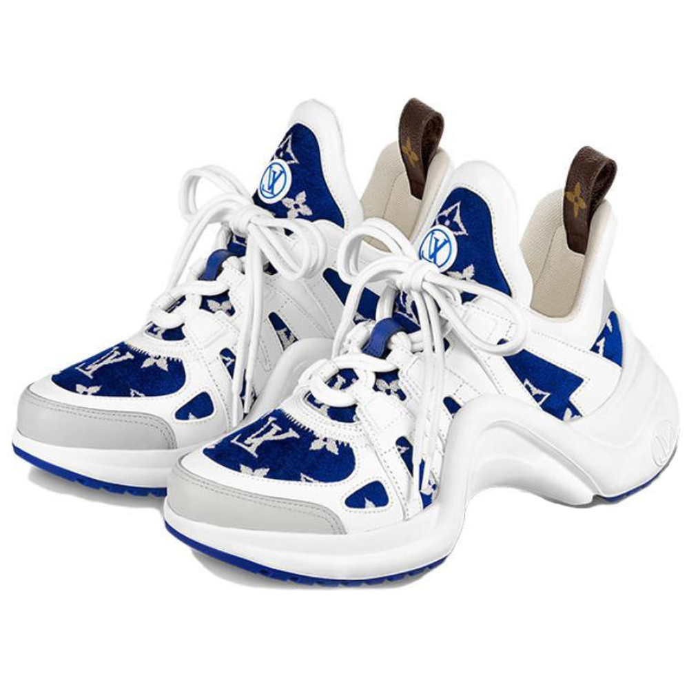 LOUIS VUITTON Lv Archlight Sneakers "White With Blue Monogram" Women"s