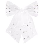 Заколка для волос 16х14 см, баретте с бантом и бусинами, белый, MONTE VITA, 457120