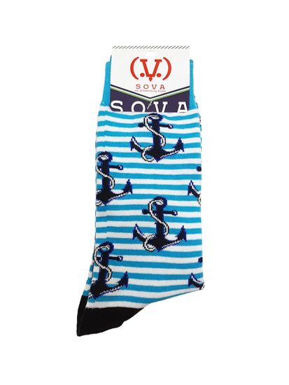 Носки Якоря в моей гавани, р-р 38-45 (светло-голубые полоски)