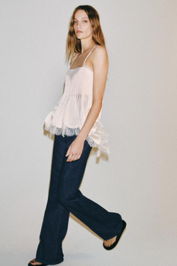 ZARA ТОП В БЕЛЬЕВОМ СТИЛЕ С КРУЖЕВОМ — ZW COLLECTION, БЕЖЕВО-РОЗОВЫЙ