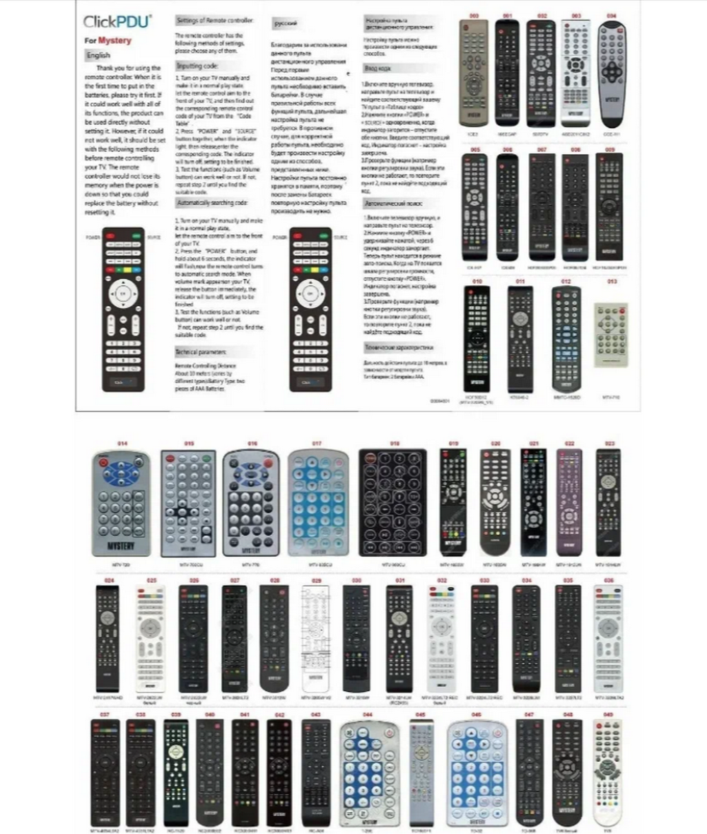 Пульт для MYSTERY универсальный ClickPdu (MTV-2622LW)
