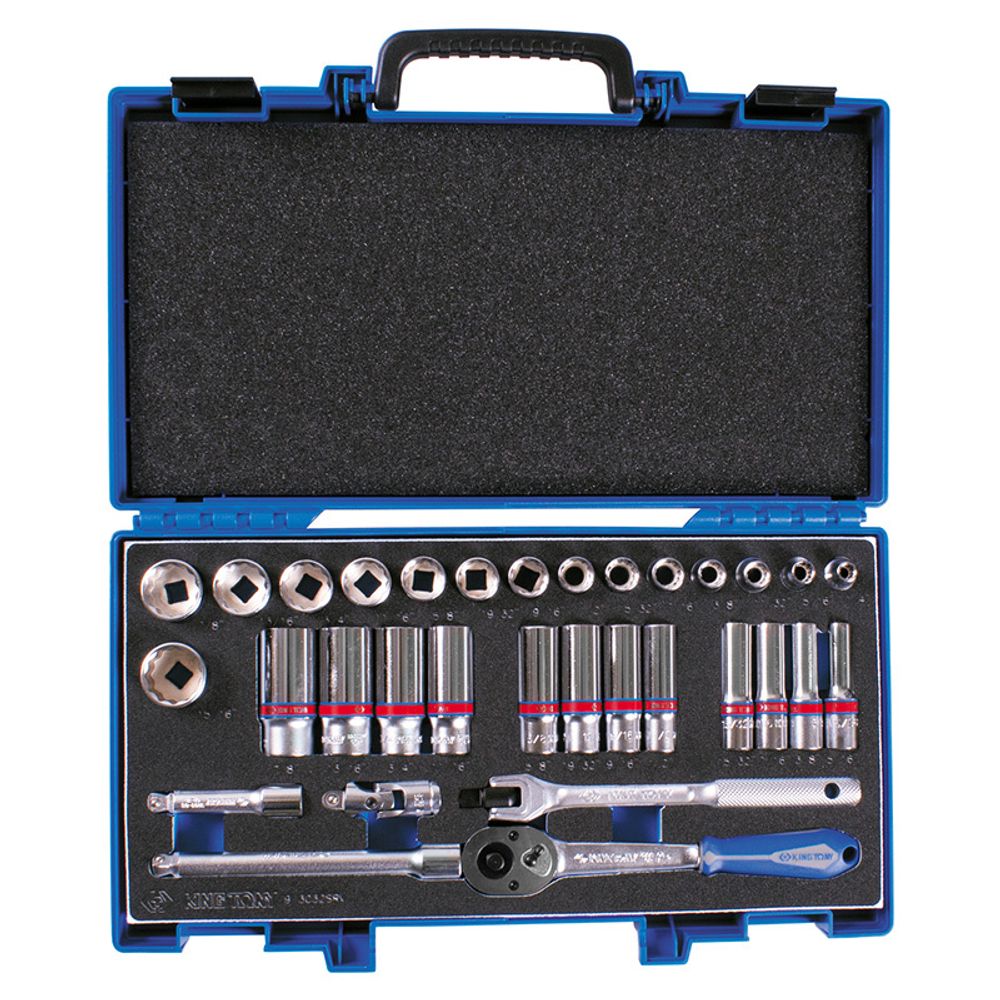 KING TONY (3032SRV) Набор торцевых головок с принадлежностями 3/8", 12-гранные, 1/4"-15/16", 32 предмета