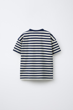 ZARA ФУТБОЛКА В ПОЛОСКУ, МОРСКОЙ СИНИЙ