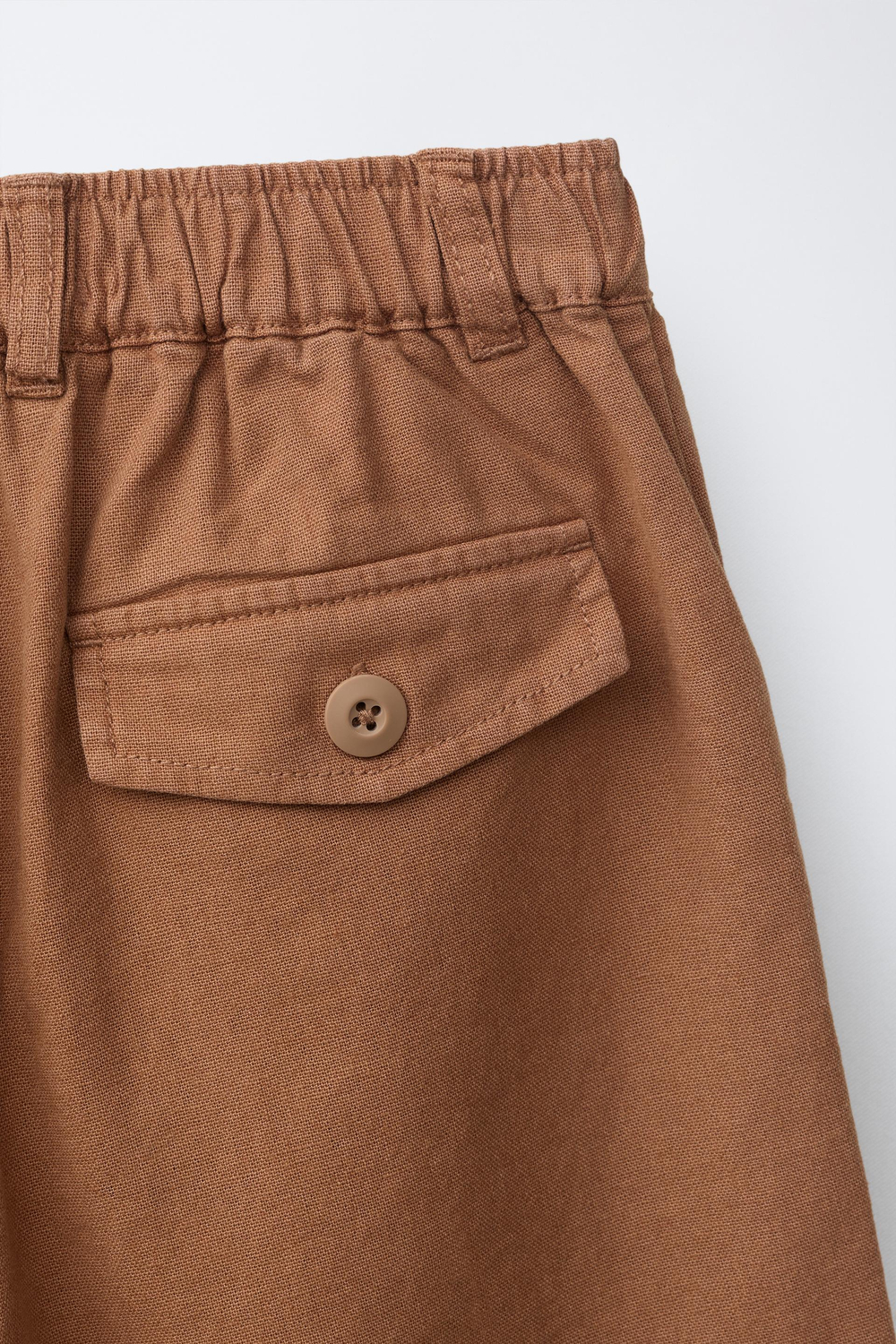 ZARA ШОРТЫ ИЗ СМЕСОВОГО ХЛОПКА И ЛЬНА, КАРАМЕЛЬНЫЙ