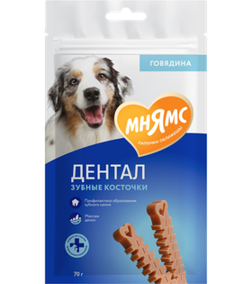 Мнямс Dental Лакомство для собак "Зубные косточки" с говядиной 70гр.