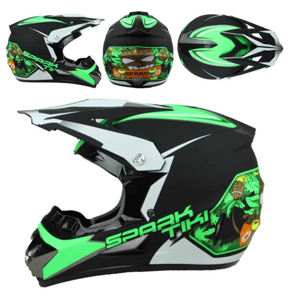 шлем кроссовый SPARK TIKI зелёный XL (61-62 см)