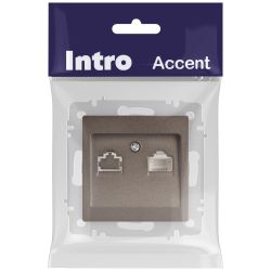 Розетка Intro Accent 6-303-08 информационная RJ45 IP20 СУ бронза | Intro