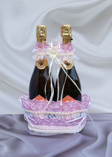 Корзина для бутылок свадебного шампанского Жених и Невеста
