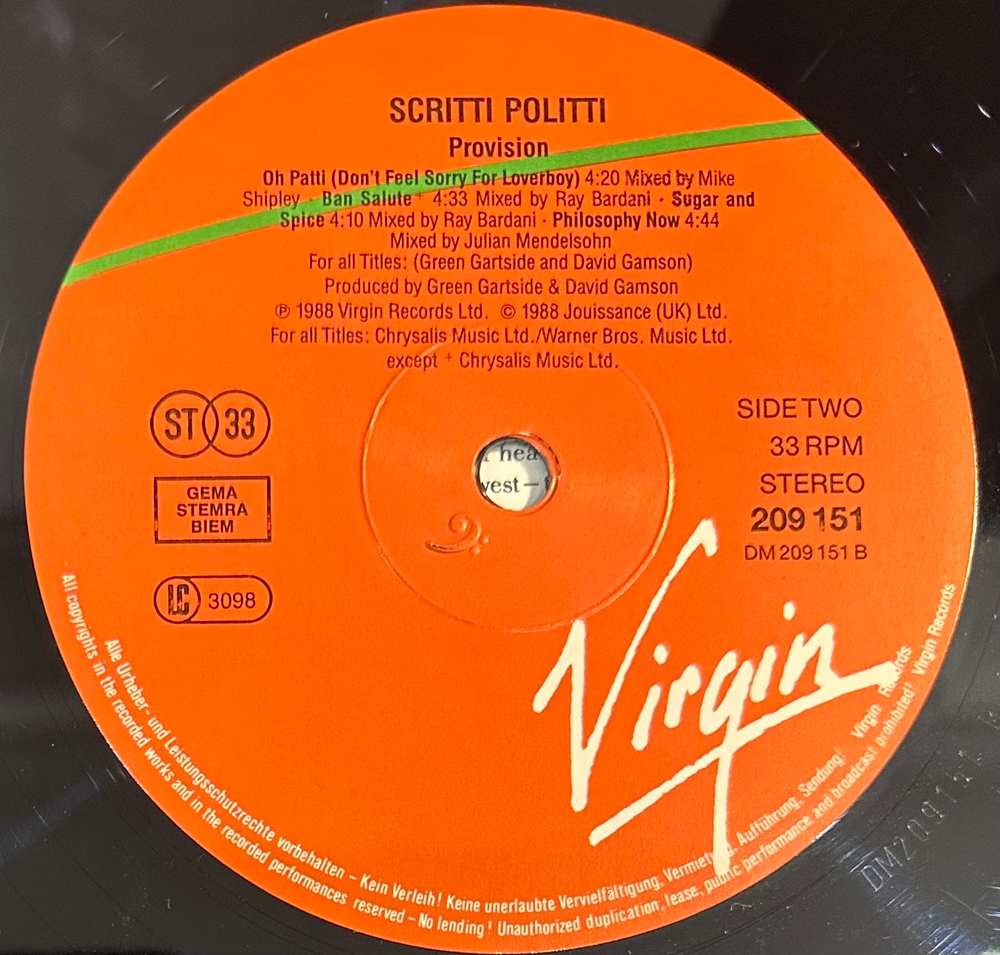 Scritti Politti - Provision (Англия 1988г.)