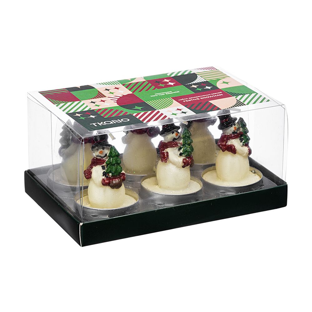 Набор декоративных свечей Festive snowman из коллекции New Year Essential, 6 шт.