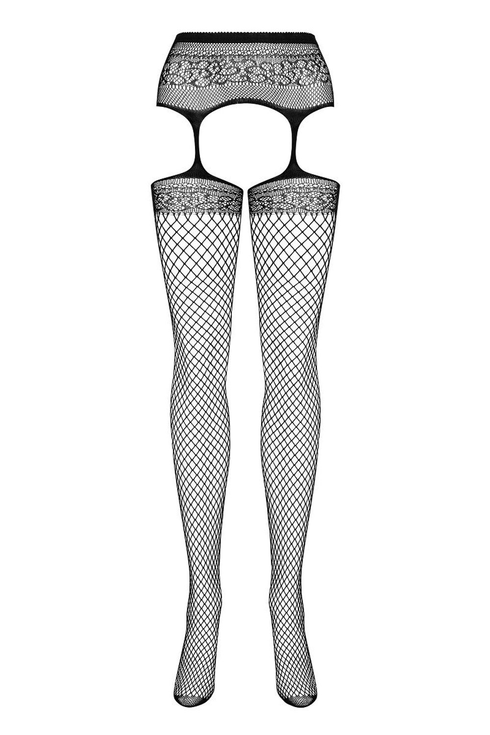 Ажурные колготки с вырезами и интимным доступом (Размер: XL-XXL) (Цвет: черный)