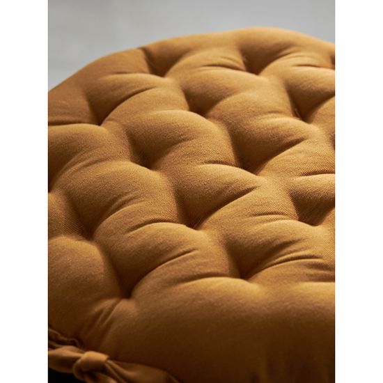 Подушка на стул круглая из хлопка цвета карри из коллекции essential, 35 см