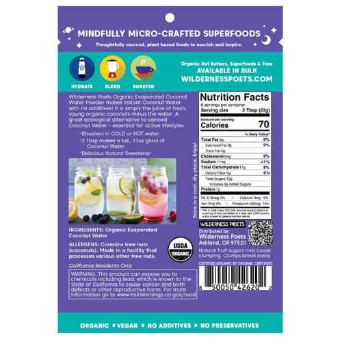 Wilderness Poets, органический порошок из выпаренной кокосовой воды, 113 г (4 унции)
