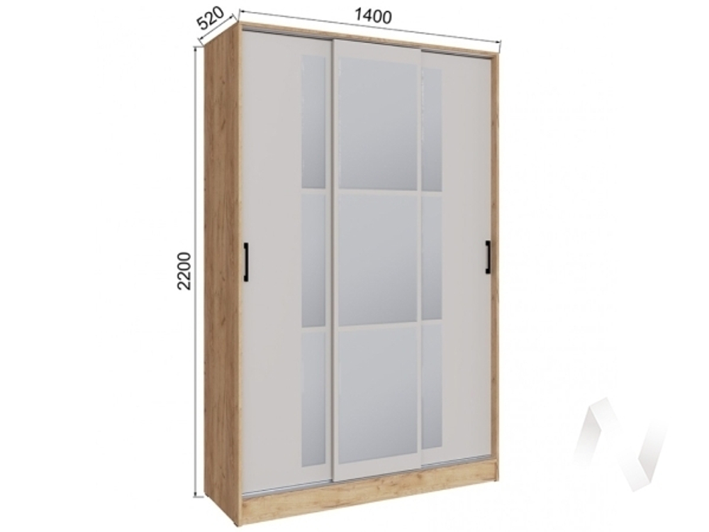 Шкаф-купе Стиль-2 1400 (дуб крафт золотой/кашемир)