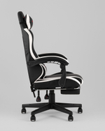 Кресло спортивное TopChairs Prophet с оттоманкой черно-белый