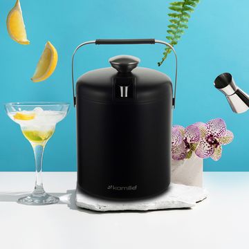 Ведерко для льда 1300 мл. с крышкой Kamille KM 7767 из нержавеющей стали с ручкой и щипцами