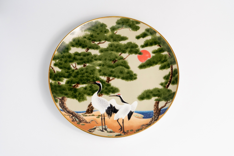 Коллекционная декоративная тарелка «Журавли и сосны» из серии «Птицы и растения Востока» (Birds and Flowers of the Orient)